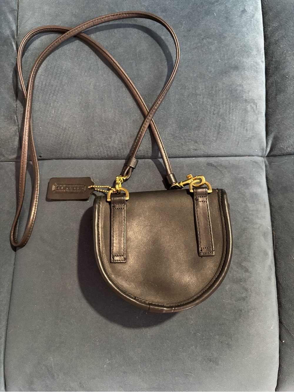 90’s Mini COACH Black Leather Crossbody Belt Bag #9826 NWOT - Picture 2 of 5